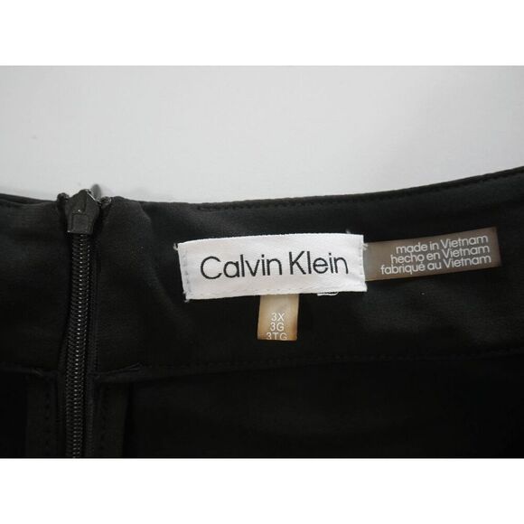 Calvin Klein Women's Plus Black Pleated Belted Cropped Wide Leg Pants 3X - Picture 8 of 8